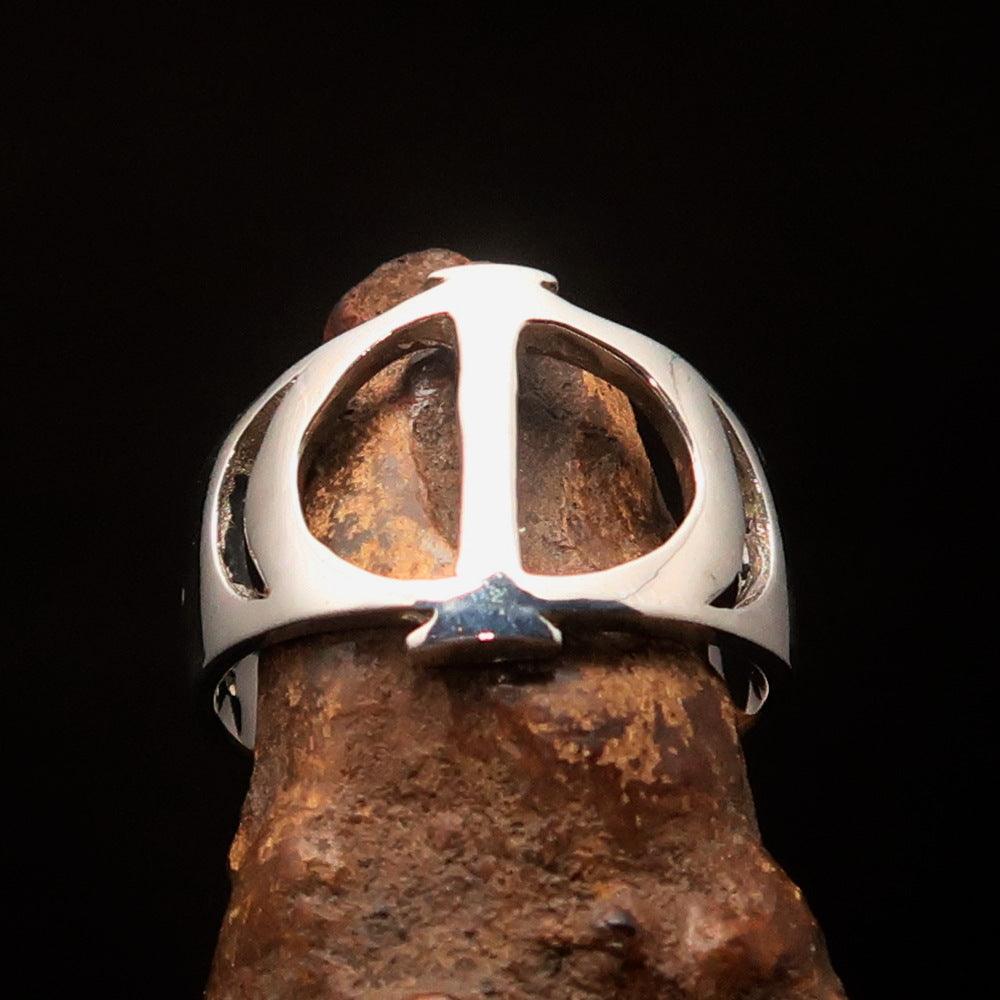 Men's Greek upper case Capital Letter Initial Ring Phi - Sterling Silver - BikeRing4u