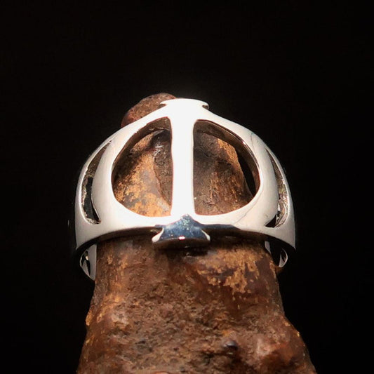 Men's Greek upper case Capital Letter Initial Ring Phi - Sterling Silver - BikeRing4u