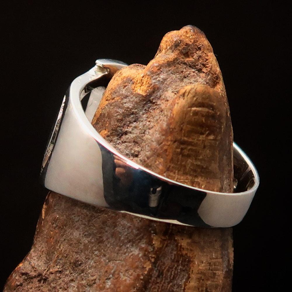 Men's Greek upper case Capital Letter Initial Ring Phi - Sterling Silver - BikeRing4u