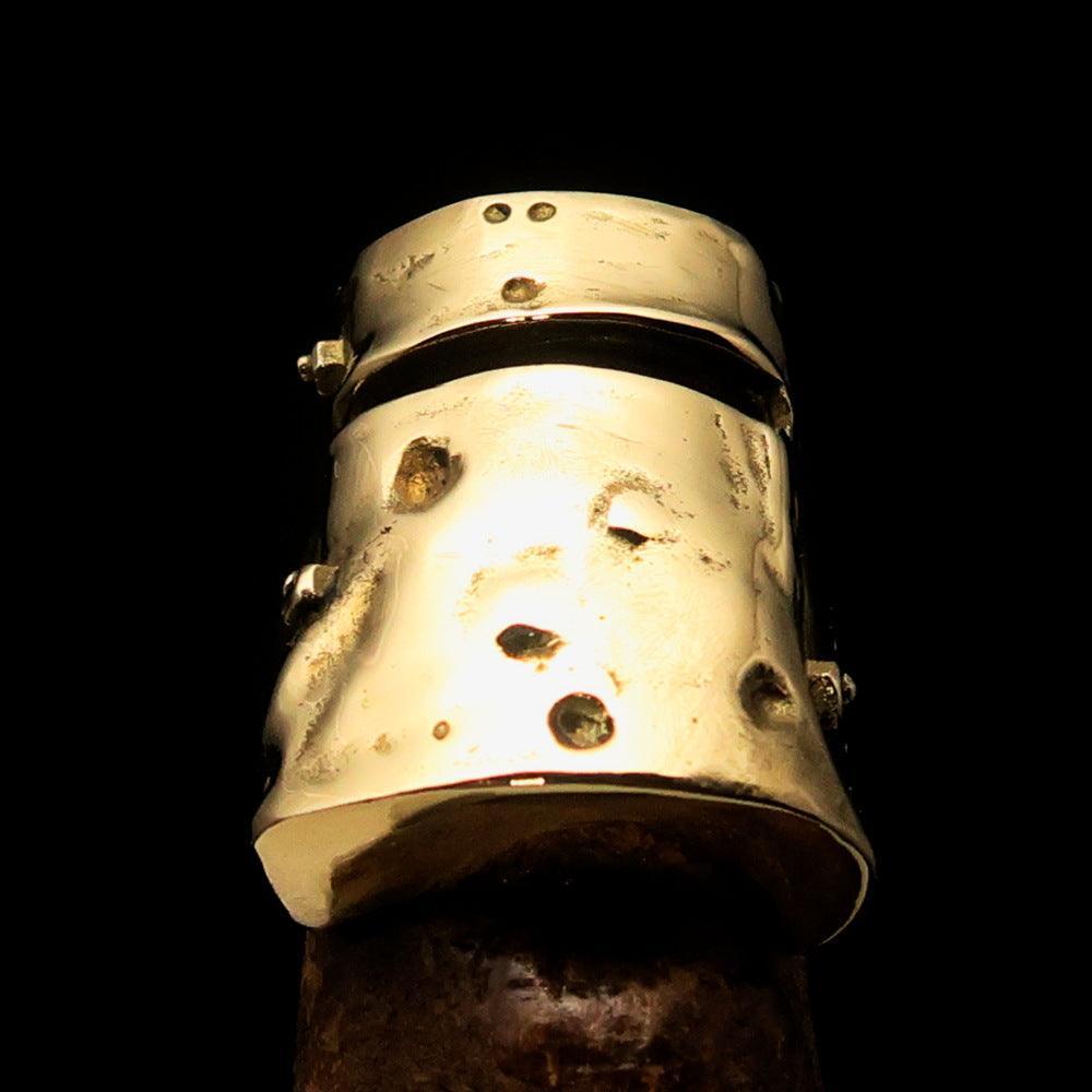 Excellent Crafted Men's Ned Kelly Outlaw Ring - Solid Brass - BikeRing4u