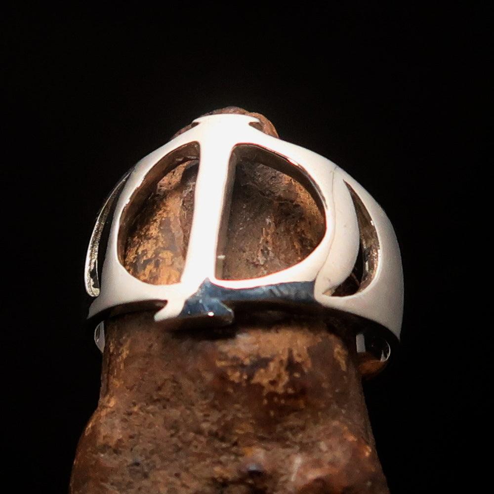 Men's Greek upper case Capital Letter Initial Ring Phi - Sterling Silver - BikeRing4u