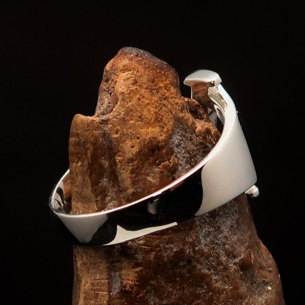 Men's Greek upper case Capital Letter Initial Ring Chi - Sterling Silver - BikeRing4u