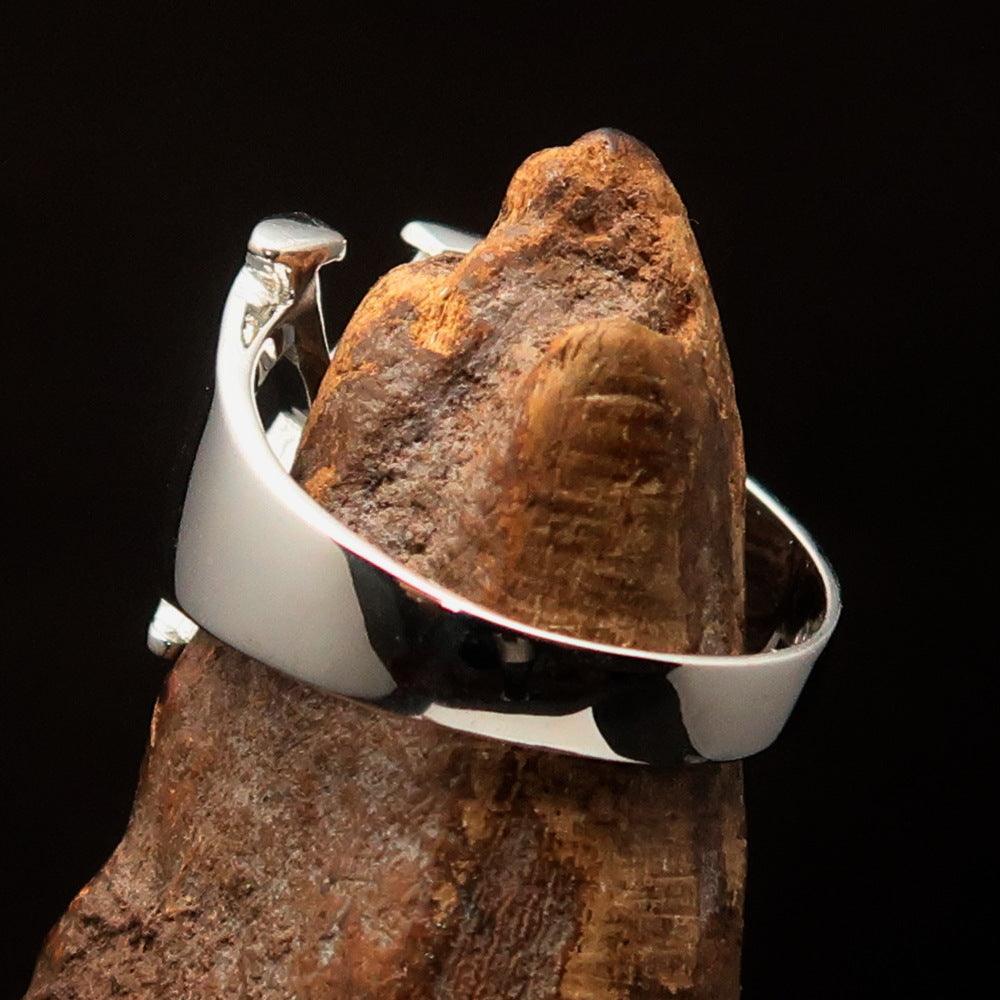Men's Greek upper case Capital Letter Initial Ring Chi - Sterling Silver - BikeRing4u