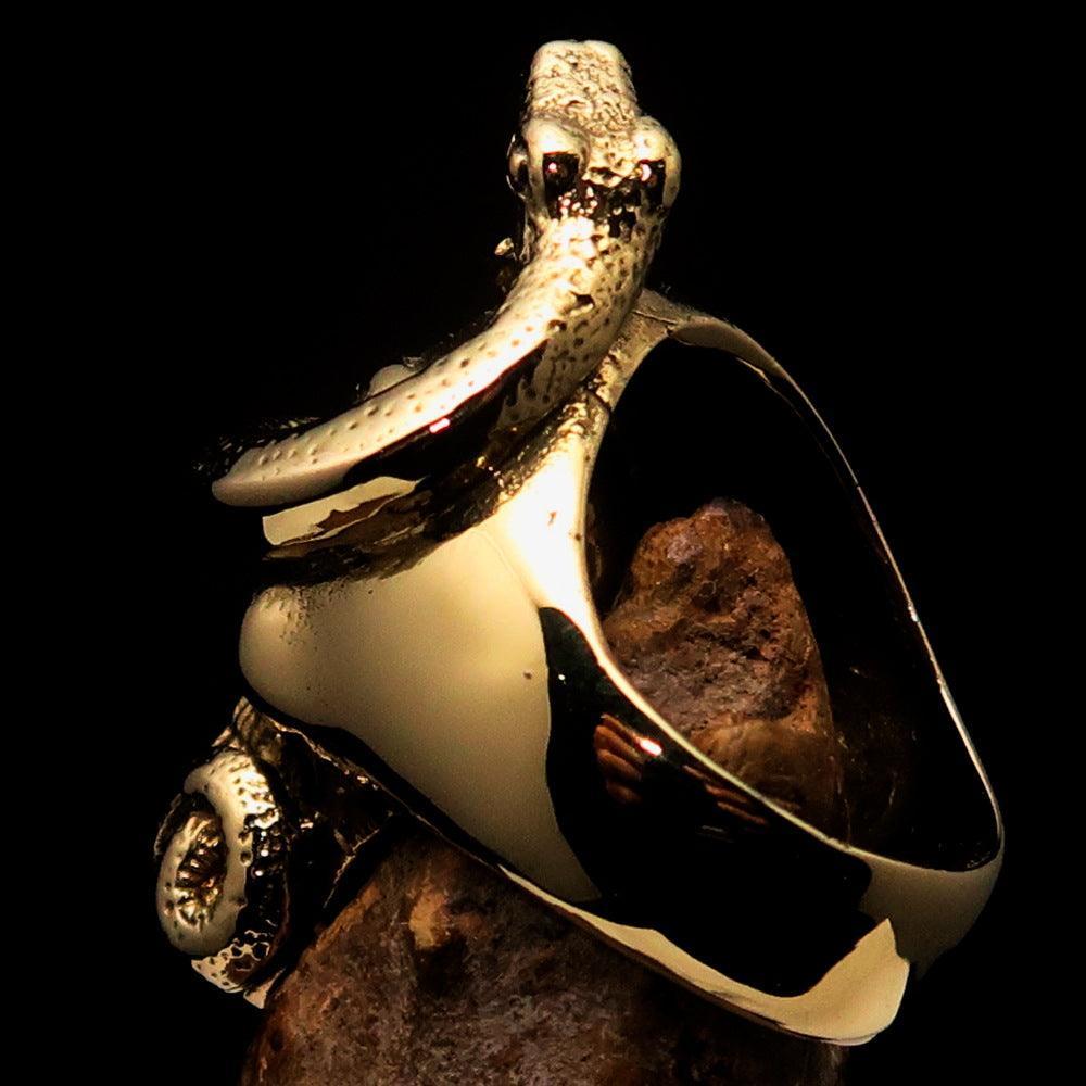 Excellent crafted Men's black 1% Snake Skull Outlaw Biker Ring - solid Brass - BikeRing4u