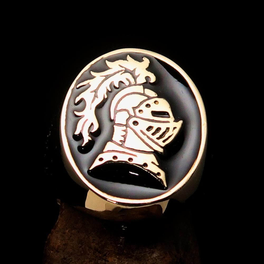 Perfectly crafted Men's Medieval Ring Brave Knight Black - Solid Brass - BikeRing4u
