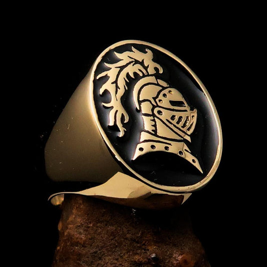 Perfectly crafted Men's Medieval Ring Brave Knight Black - Solid Brass - BikeRing4u