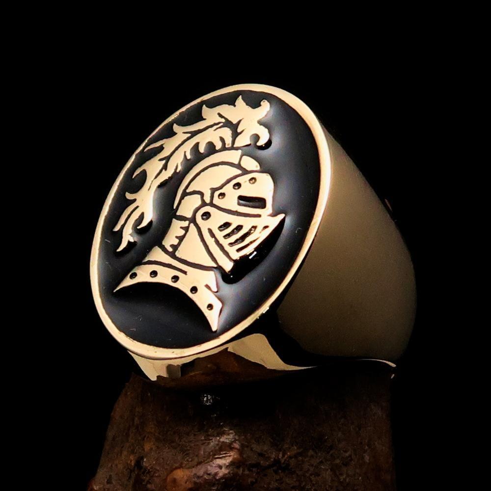Perfectly crafted Men's Medieval Ring Brave Knight Black - Solid Brass - BikeRing4u