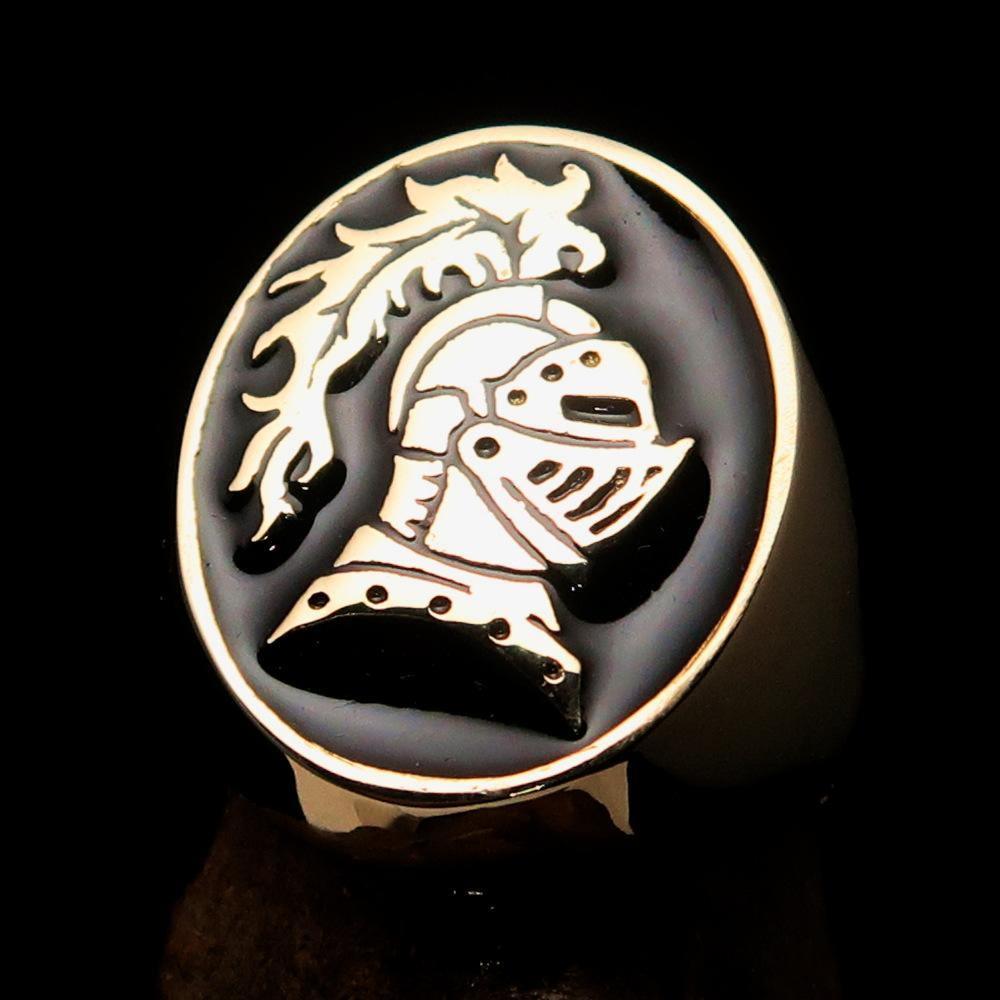 Perfectly crafted Men's Medieval Ring Brave Knight Black - Solid Brass - BikeRing4u