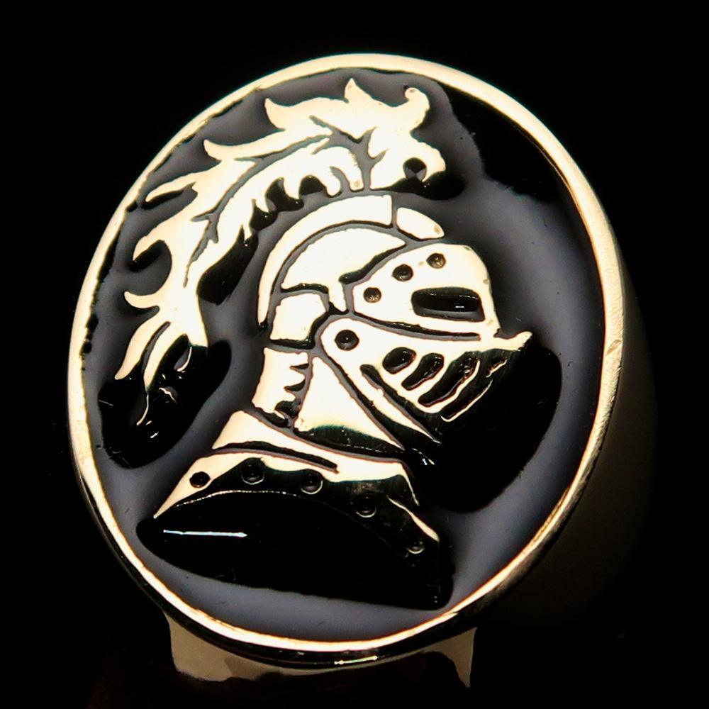 Perfectly crafted Men's Medieval Ring Brave Knight Black - Solid Brass - BikeRing4u