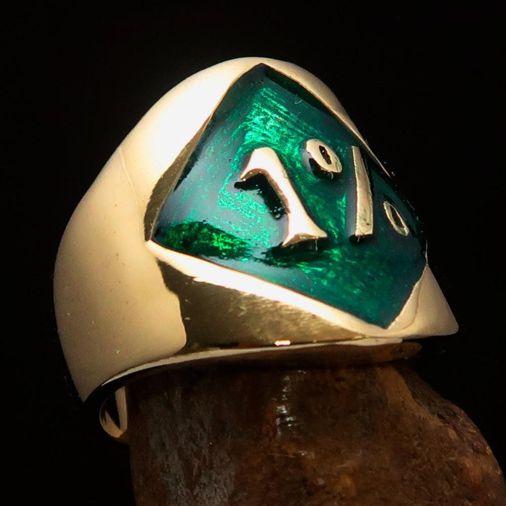 Excellent crafted Men's green Outlaw Biker Ring Diamond 1% - Solid Brass - BikeRing4u