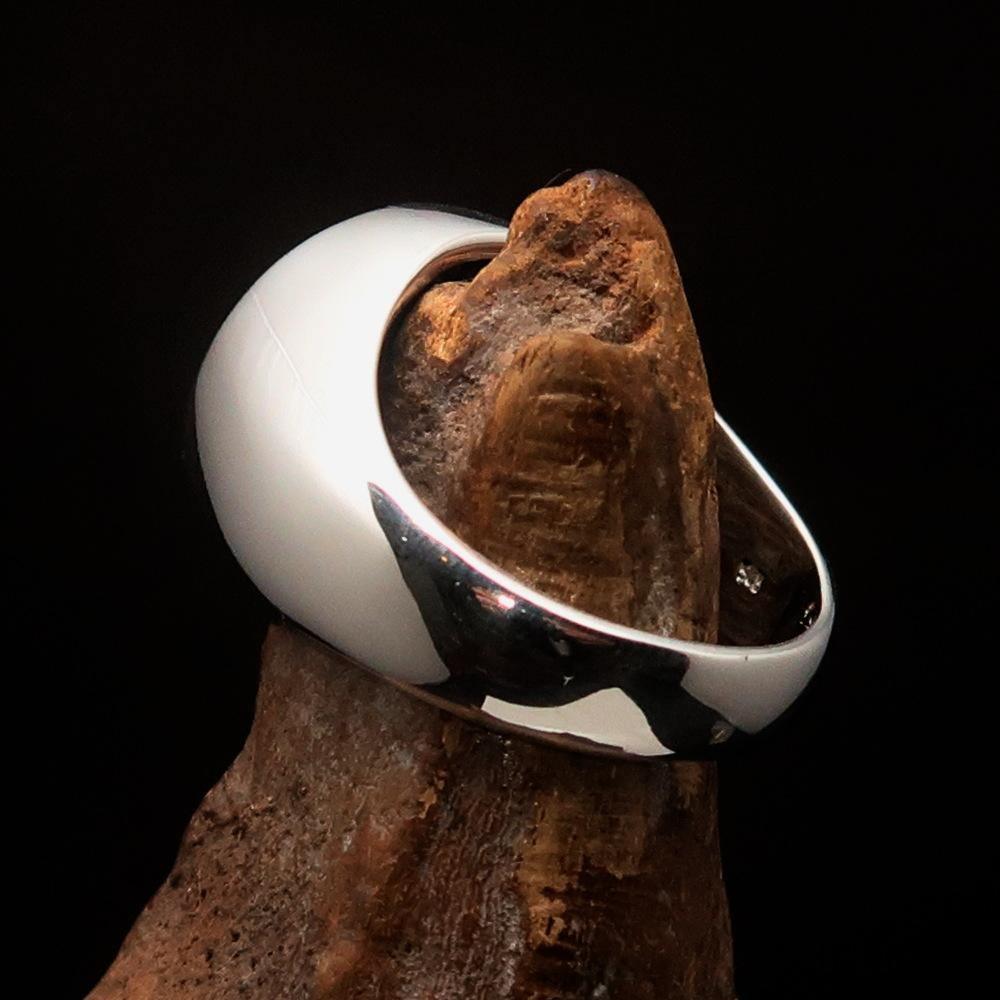 Nicely crafted Men's Triquetra Ring Celtic Triskelion Knot Blue - Sterling Silver - BikeRing4u
