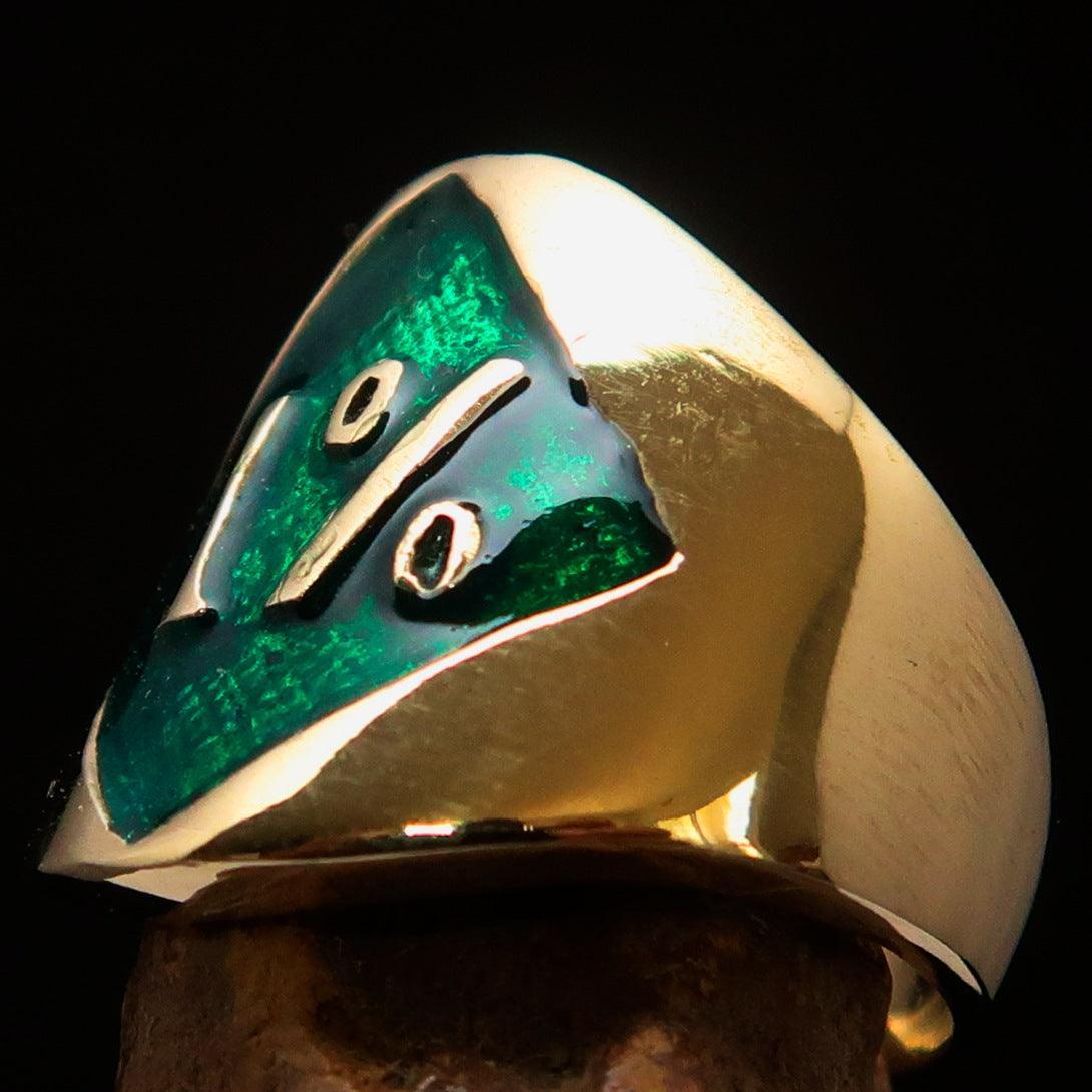 Excellent crafted Men's green Outlaw Biker Ring Diamond 1% - Solid Brass - BikeRing4u