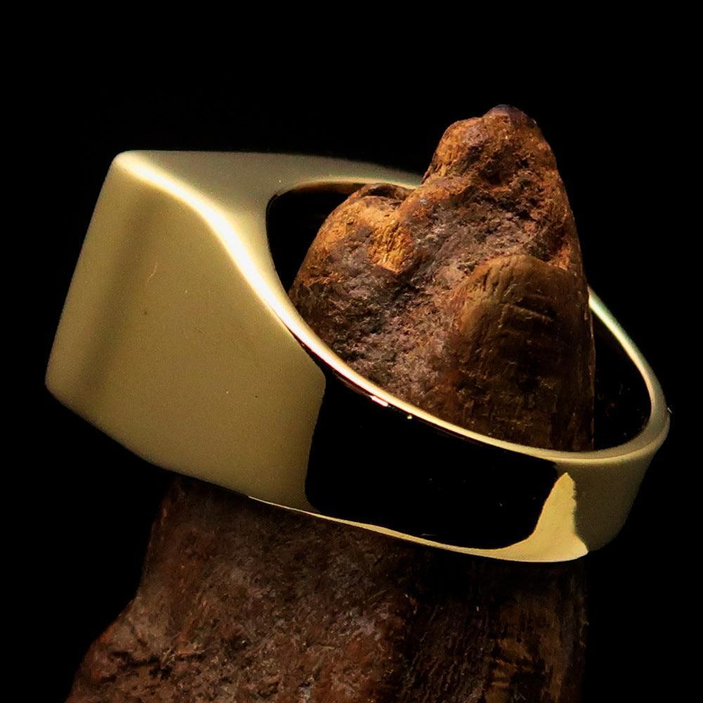 Excellent crafted rectangle shaped Men's German Flag Ring - solid Brass - BikeRing4u
