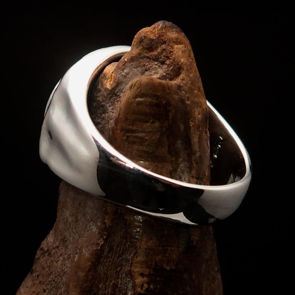 Men's Sterling Silver ancient Roman Coin Men's Elephant Ring Antonius Pius - BikeRing4u