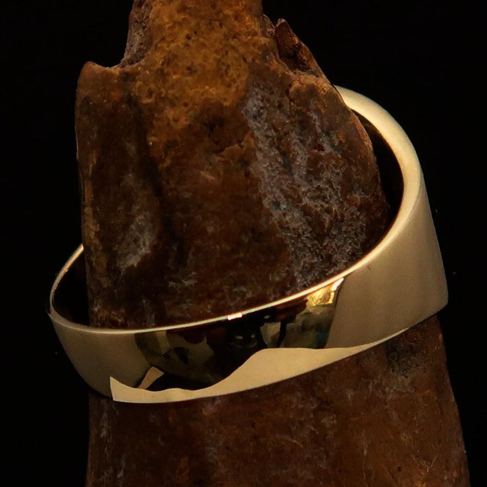 Excellent crafted Men's big green Egyptian Ankh Cross Ring - solid Brass - BikeRing4u