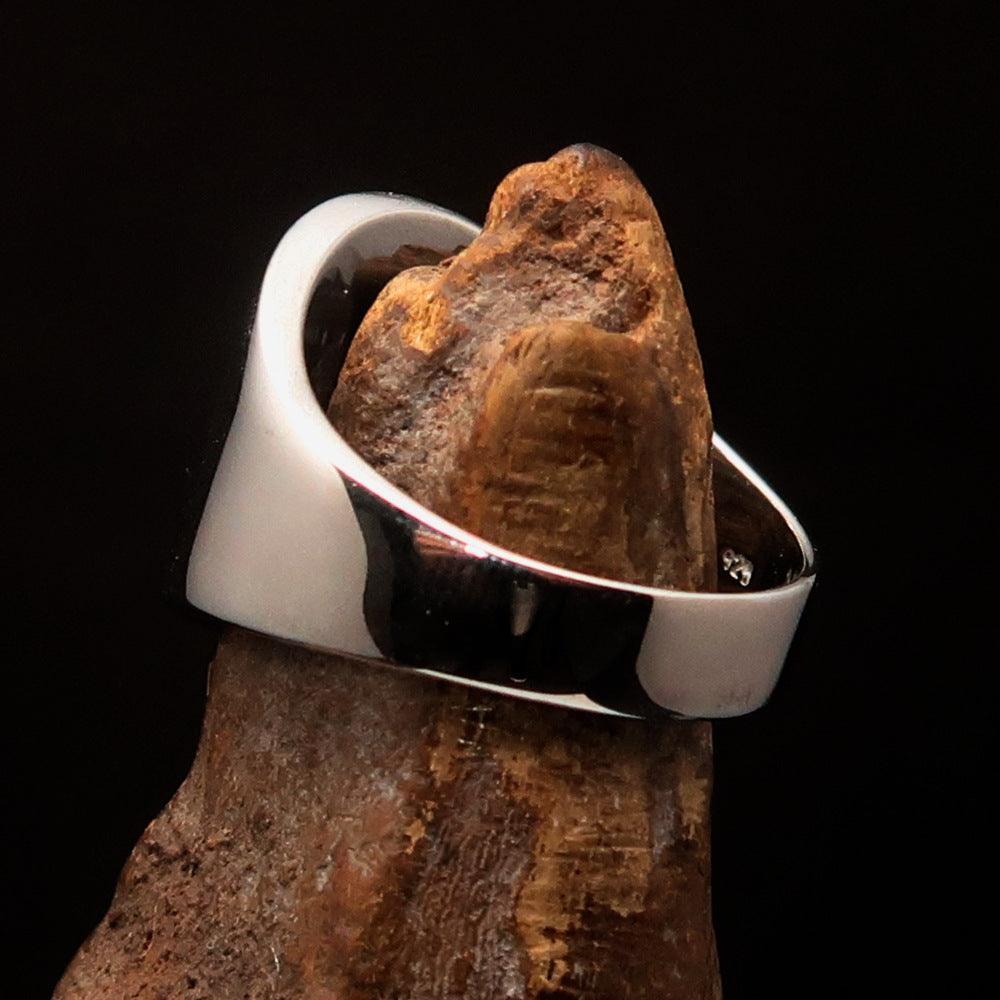Excellent crafted Men's small blue Egyptian Ankh Cross Ring - Sterling Silver - BikeRing4u
