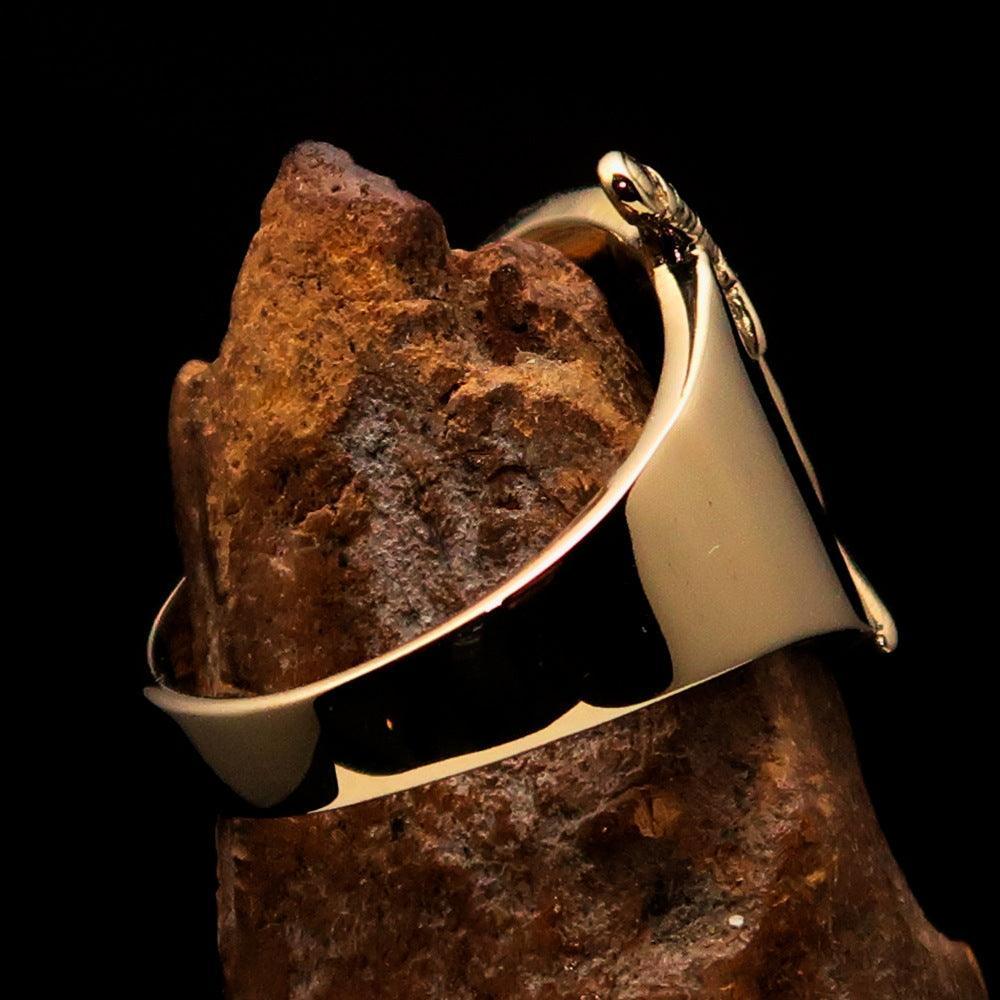 Crossed Swords Men's Knights Templar black Cross Ring - solid Brass - BikeRing4u