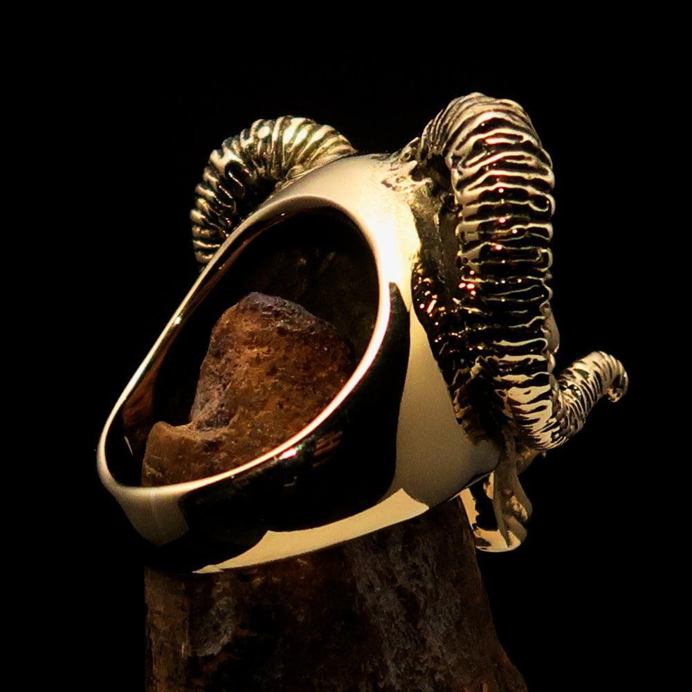 Excellent crafted Men's black 1% Ram Skull Outlaw Biker Ring - Solid Brass - BikeRing4u