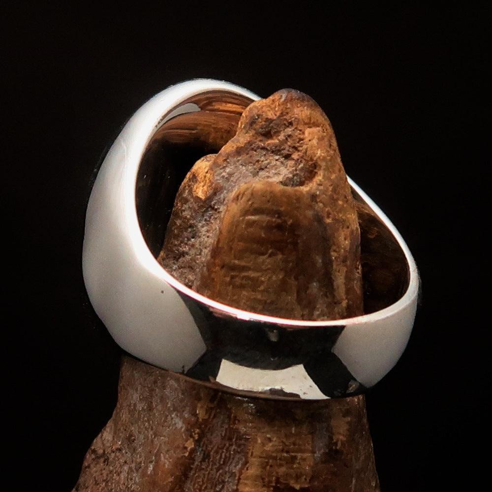 Excellent crafted Men's Aussie Ring red boxing Kangaroo - Sterling Silver - BikeRing4u
