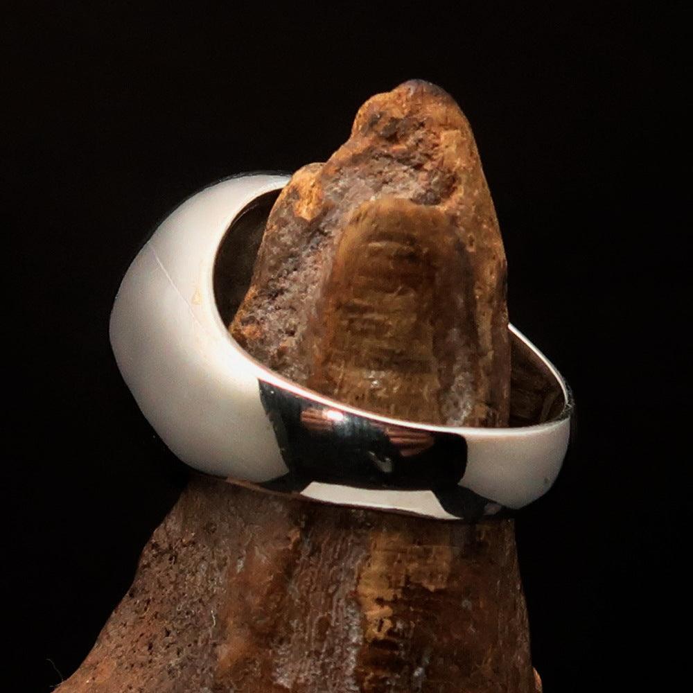 Nicely crafted Men's Pirate Ring red Jolly Roger crossed Bones Skull - Sterling Silver - BikeRing4u