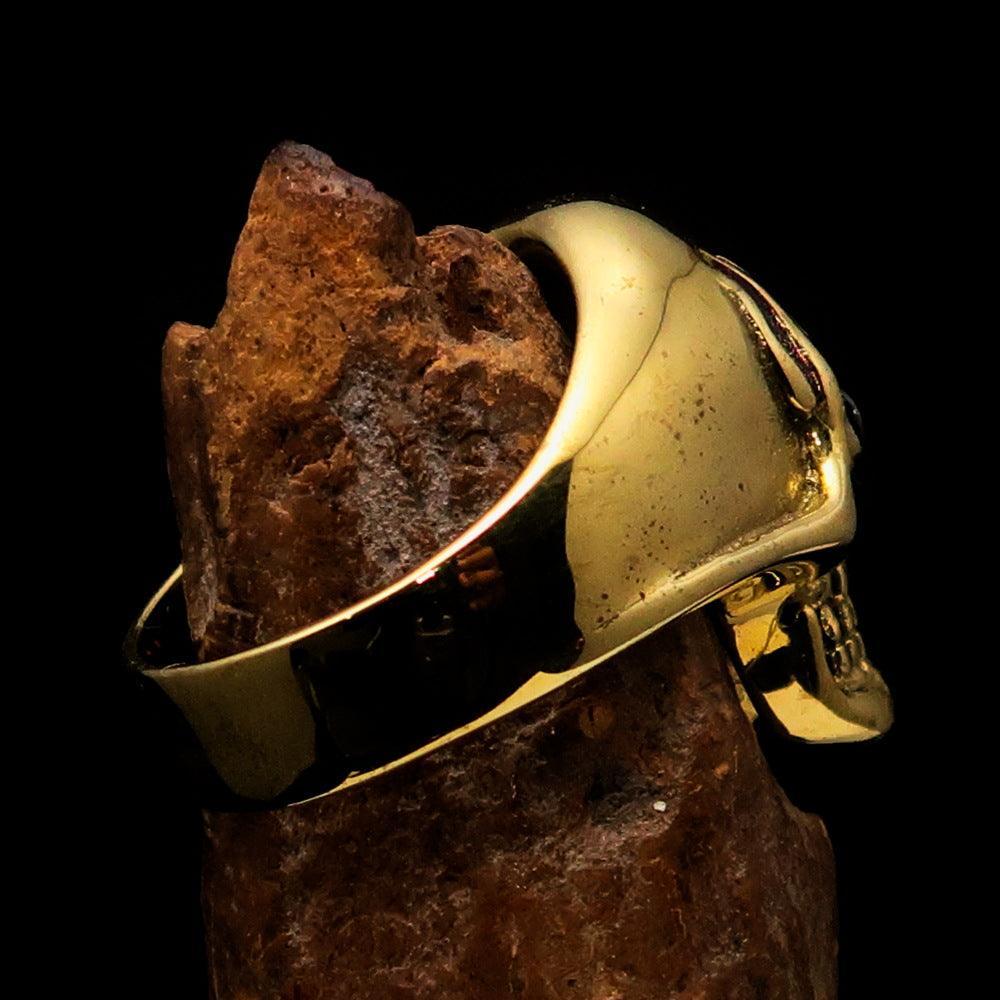 Excellent crafted Men's red 1% Flaming Skull Outlaw Ring red CZ Eyes Enamel - Solid Brass - BikeRing4u