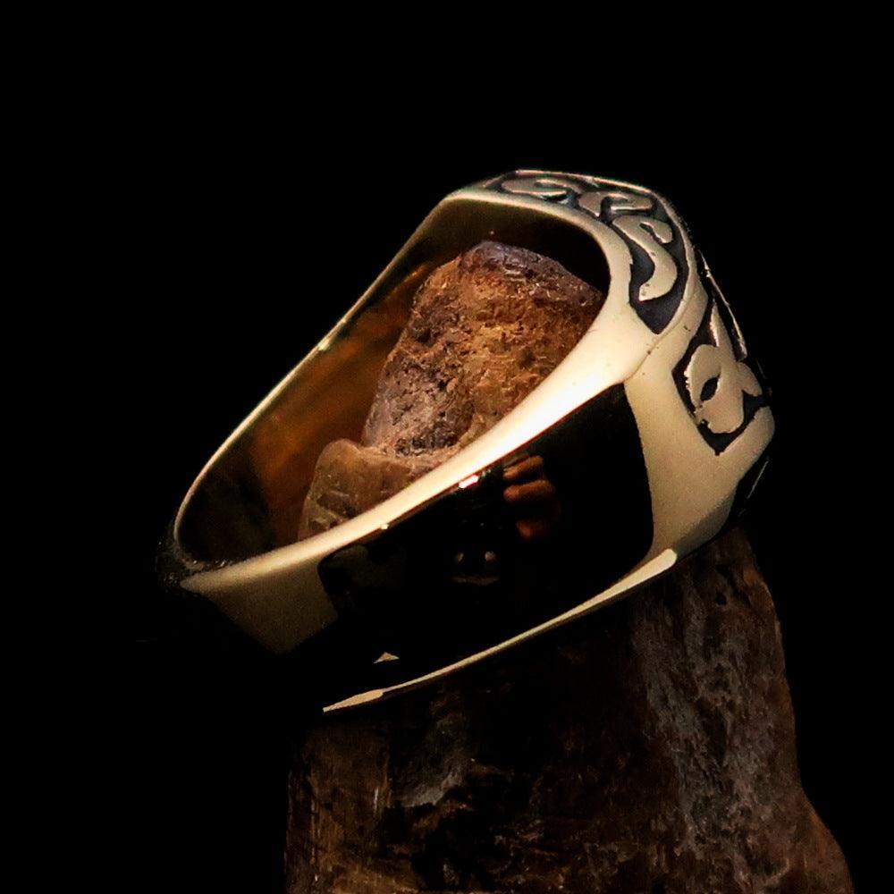 Excellent crafted Men's Biker Ring Black Number 13 - Solid Brass - BikeRing4u