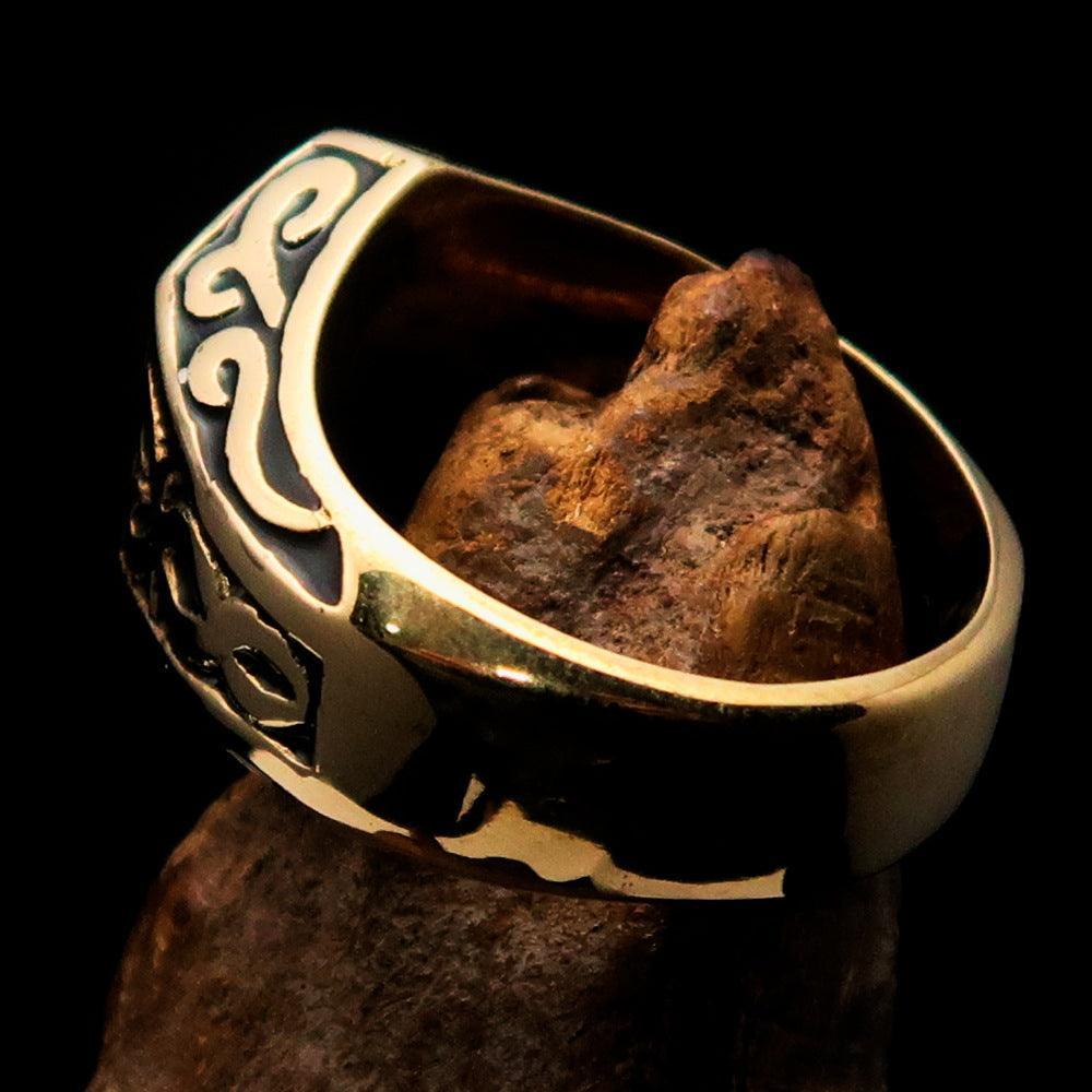 Excellent crafted Men's Biker Ring Black Number 13 - Solid Brass - BikeRing4u