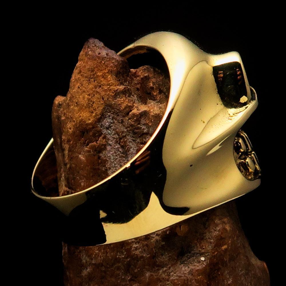Excellent Crafted Men's red Number 13 Gnome Skull Ring - solid Brass - BikeRing4u