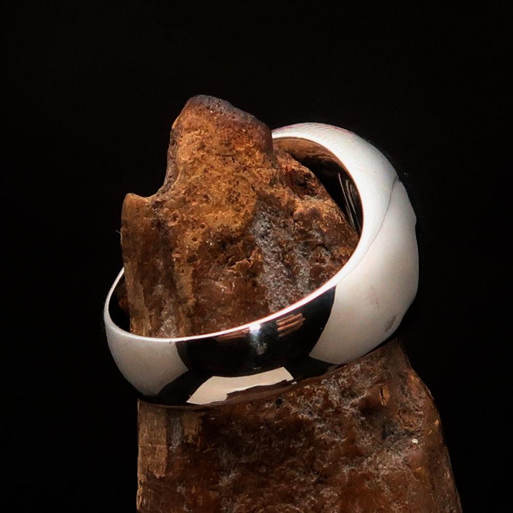 Excellent domed Men's Ring red Celtic Triquetra Knot - Sterling Silver - BikeRing4u