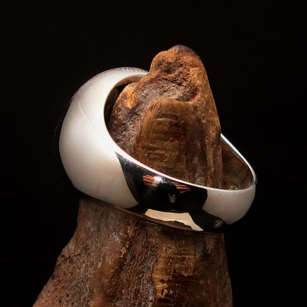 Excellent domed Men's Ring red Celtic Triquetra Knot - Sterling Silver - BikeRing4u