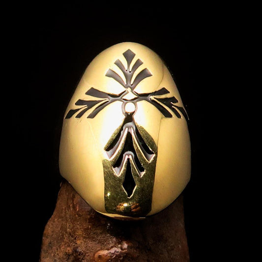 Perfectly crafted Men's Saint Lorenz Cross Ring black - Solid Brass - BikeRing4u