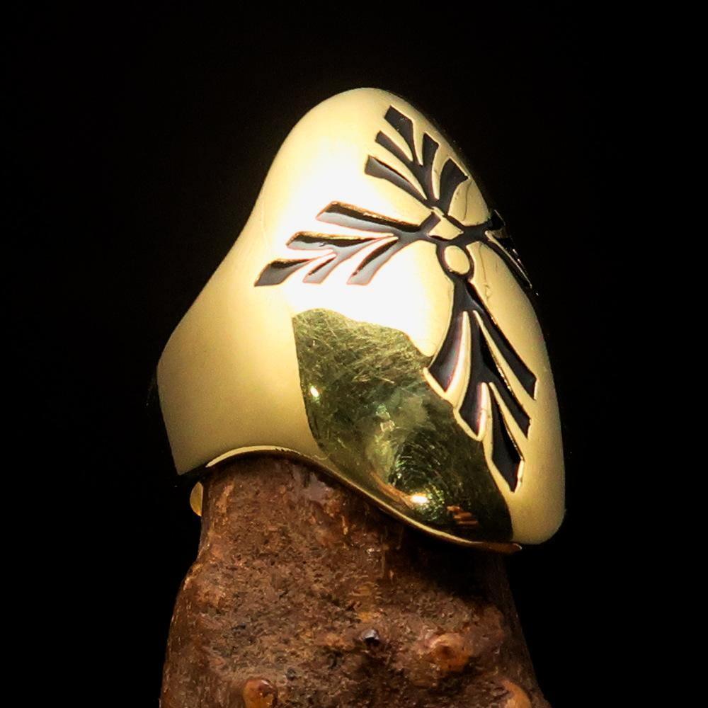 Perfectly crafted Men's Saint Lorenz Cross Ring black - Solid Brass - BikeRing4u