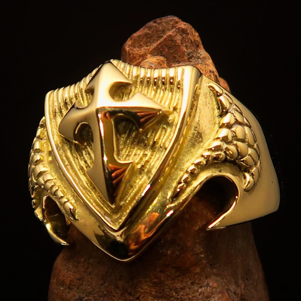 Nicely crafted Men's Knight Costume Brass Ring Templar Cross - BikeRing4u