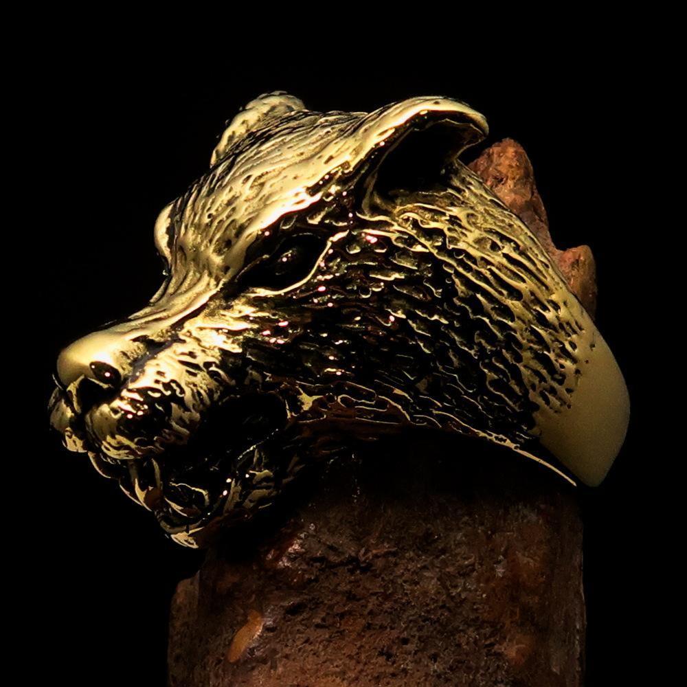 Excellent crafted Men's Biker Werewolf Ring - Solid Brass - BikeRing4u