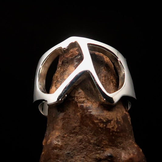 Men's Greek lower case Letter Initial Ring Lambda - Sterling Silver - BikeRing4u
