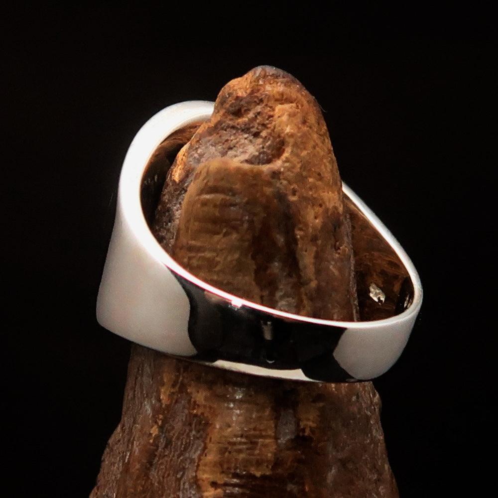 Excellent crafted ancient black Celtic Birgit's Cross Men's Ring - Sterling Silver - BikeRing4u