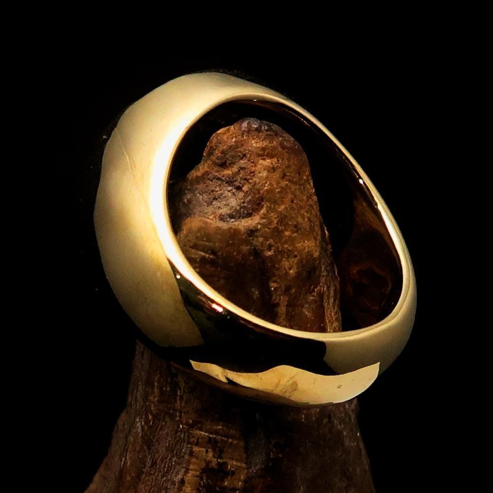 Excellent crafted Men's Muslim Ring Red Allah Symbol - solid Brass - BikeRing4u