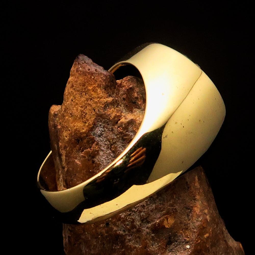 Excellent crafted Men's black Radioactive Skull Ring red CZ Eyes - Solid Brass - BikeRing4u