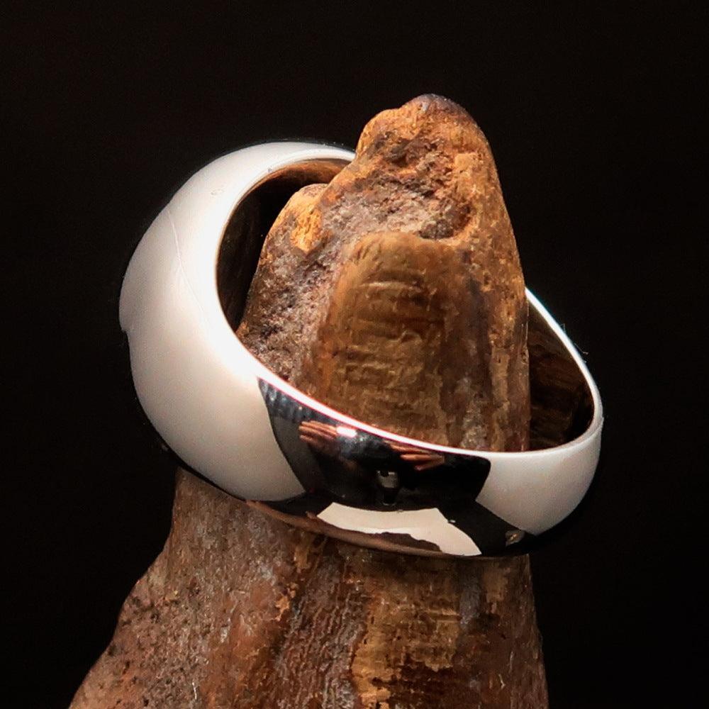 Excellent domed Men's Ring blue Celtic Triquetra Knot - Sterling Silver - BikeRing4u