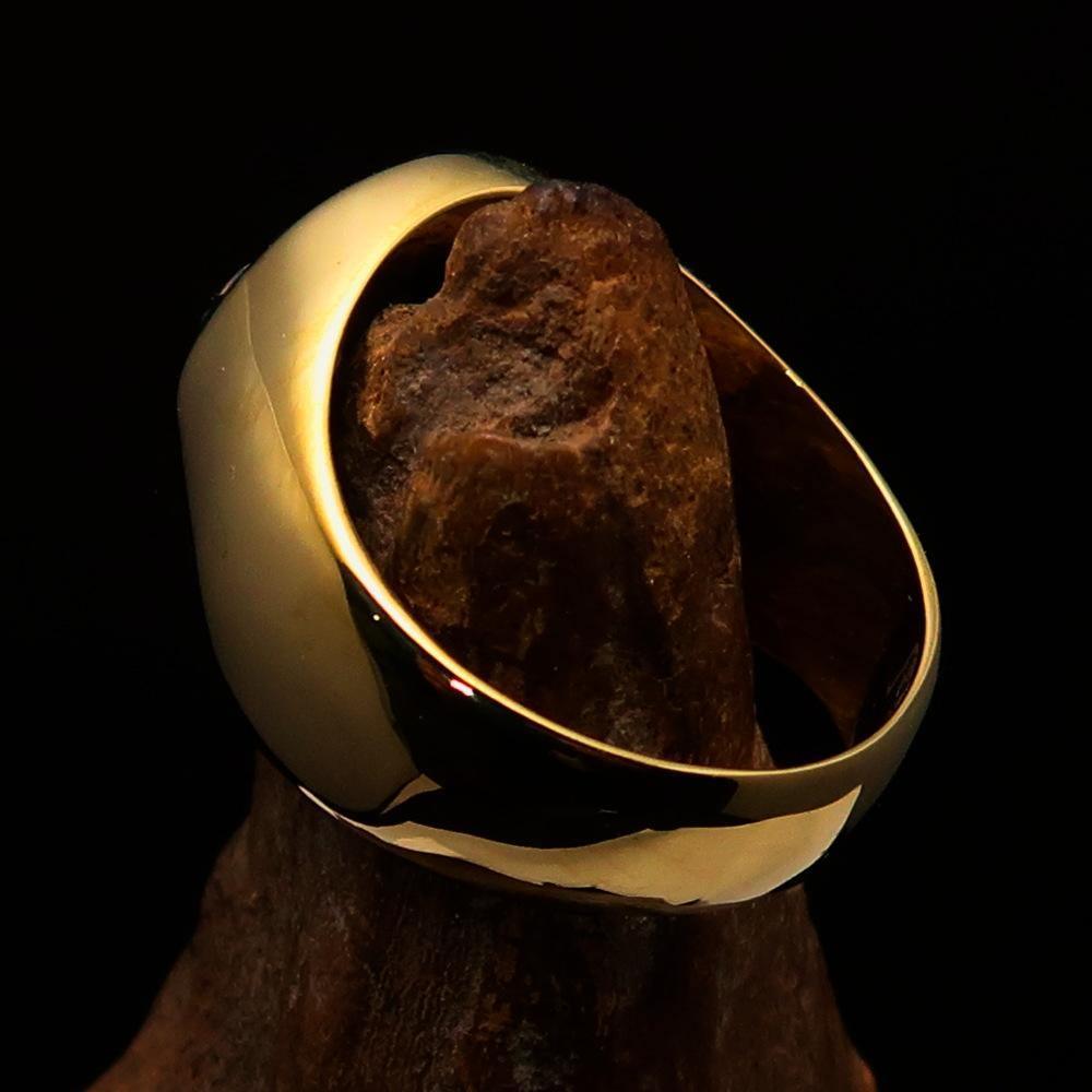 Nicely crafted Men's Hebrew Ring Blue and White Star of David - Solid Brass - BikeRing4u