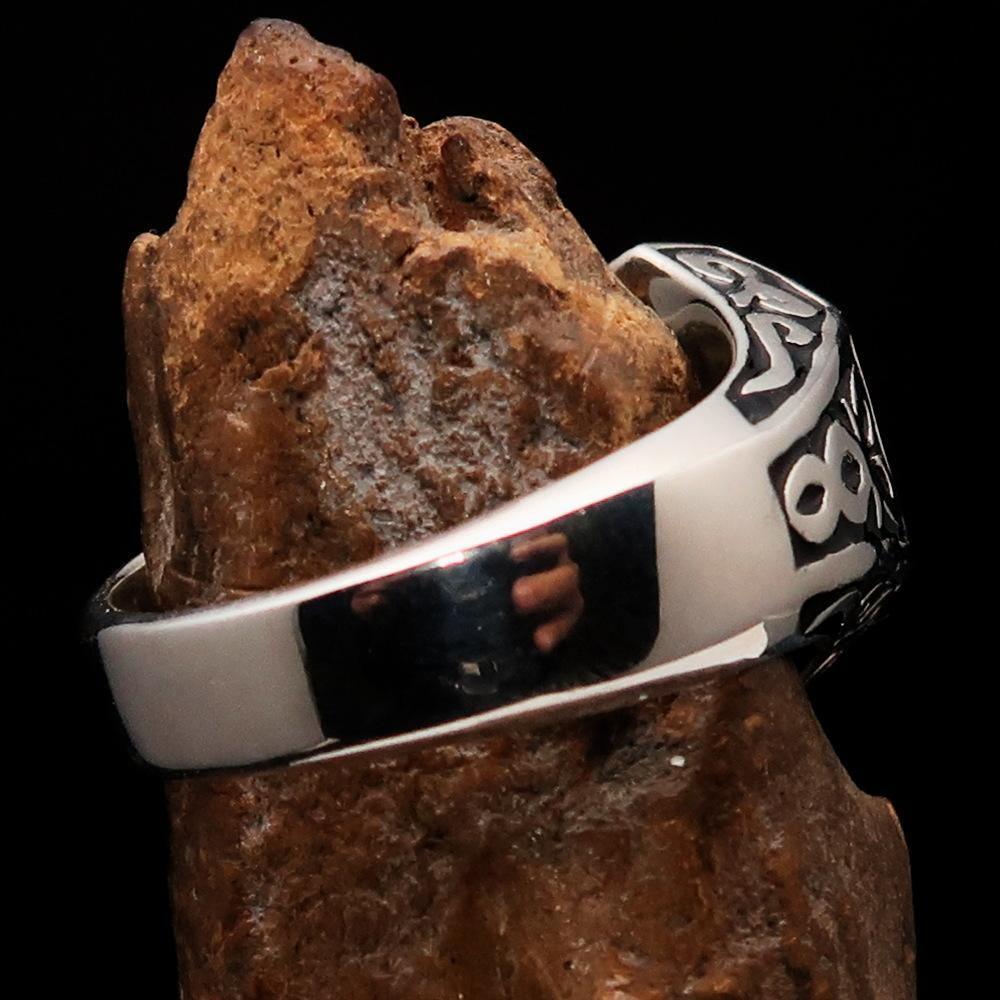 Excellent crafted Men's Black Outlaw Biker Ring 1% - Sterling Silver - BikeRing4u