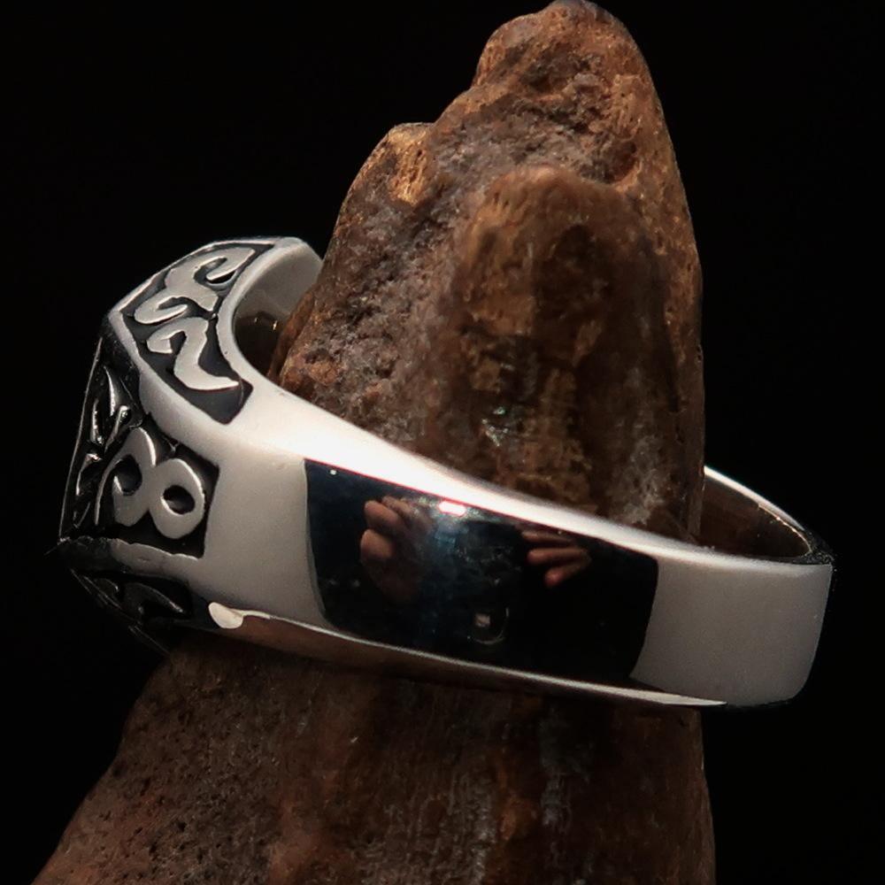 Excellent crafted Men's Black Outlaw Biker Ring 1% - Sterling Silver - BikeRing4u