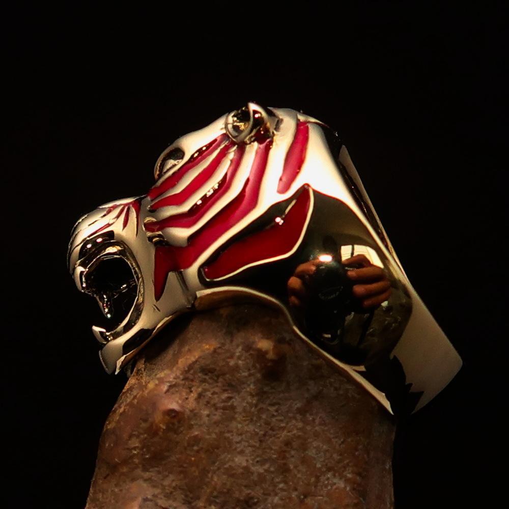 Excellent crafted Men's Animal Ring Male Tiger Red - Brass - BikeRing4u