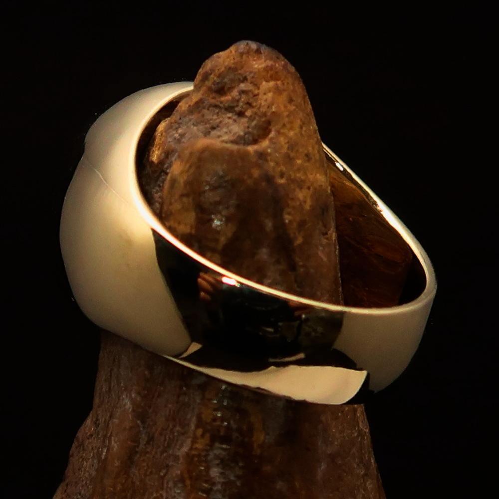Excellent crafted Men's Pinky Ring White and Burgundy Pentagram - Solid Brass - BikeRing4u