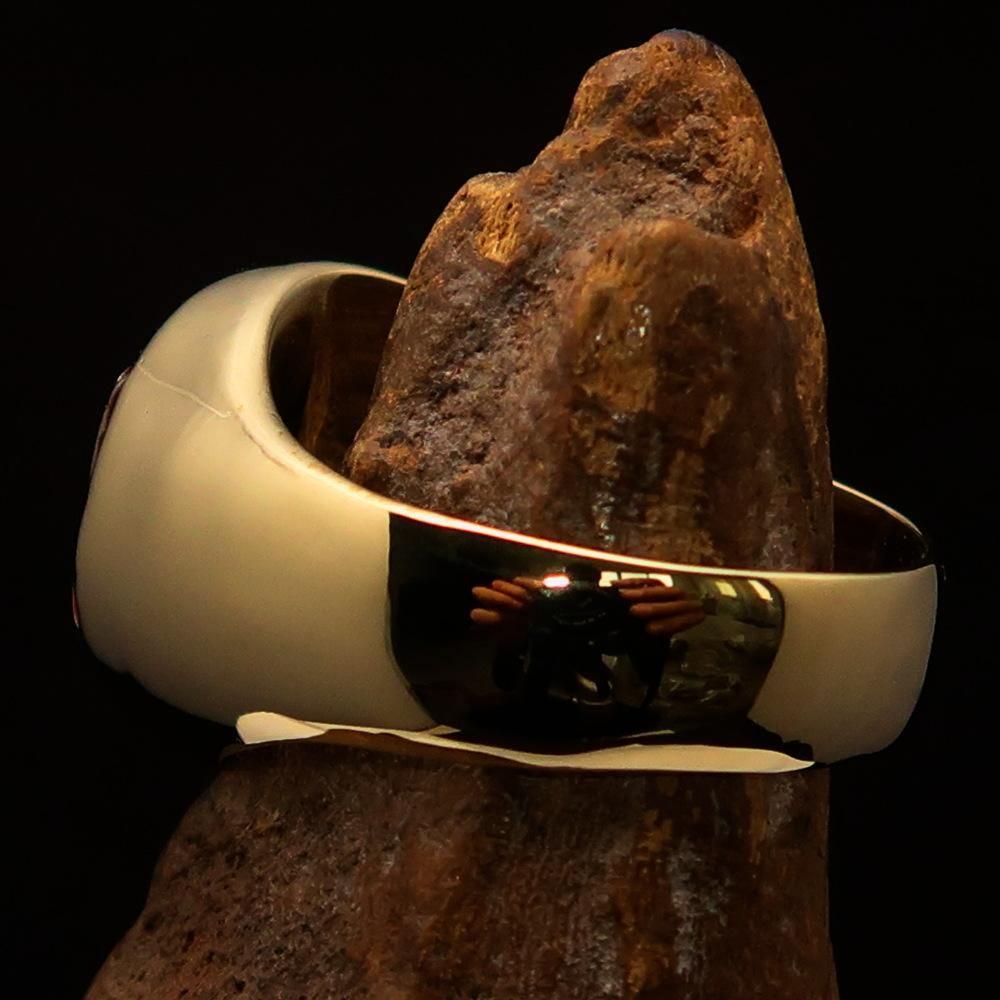 Nicely crafted Men's Hebrew Pinky Ring Red Star of David - Solid Brass - BikeRing4u