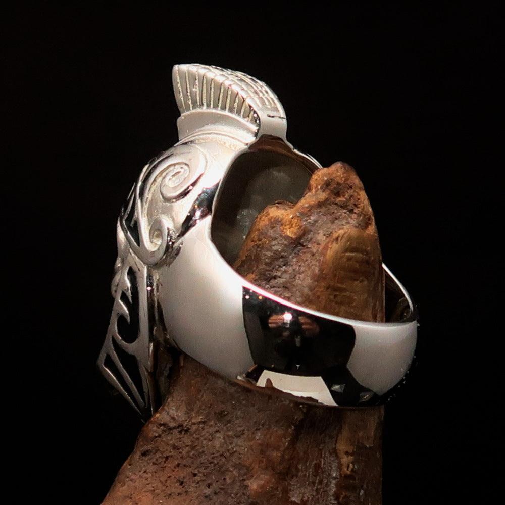 Excellent crafted Men's Skull Biker Ring black Roman Centurion - Sterling Silver - BikeRing4u