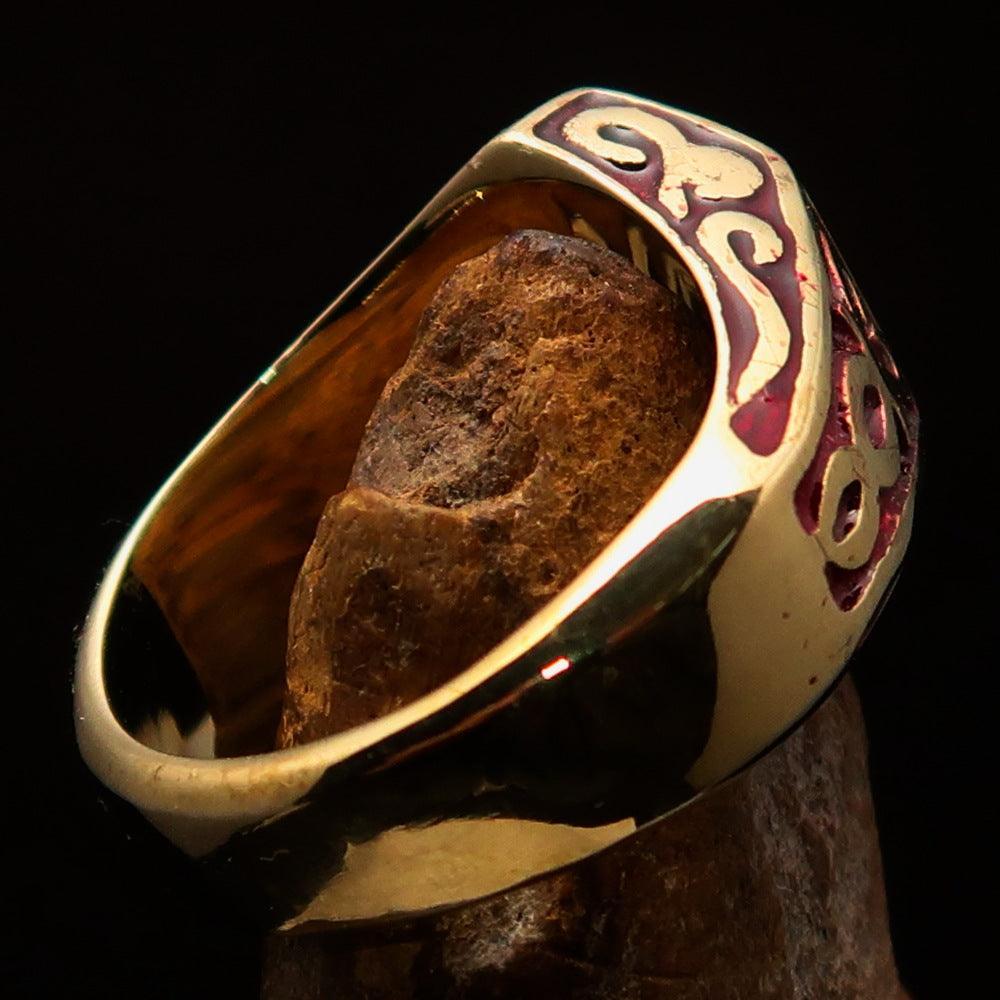 Excellent crafted Men's Red Outlaw Biker Ring 1% - Solid Brass - BikeRing4u