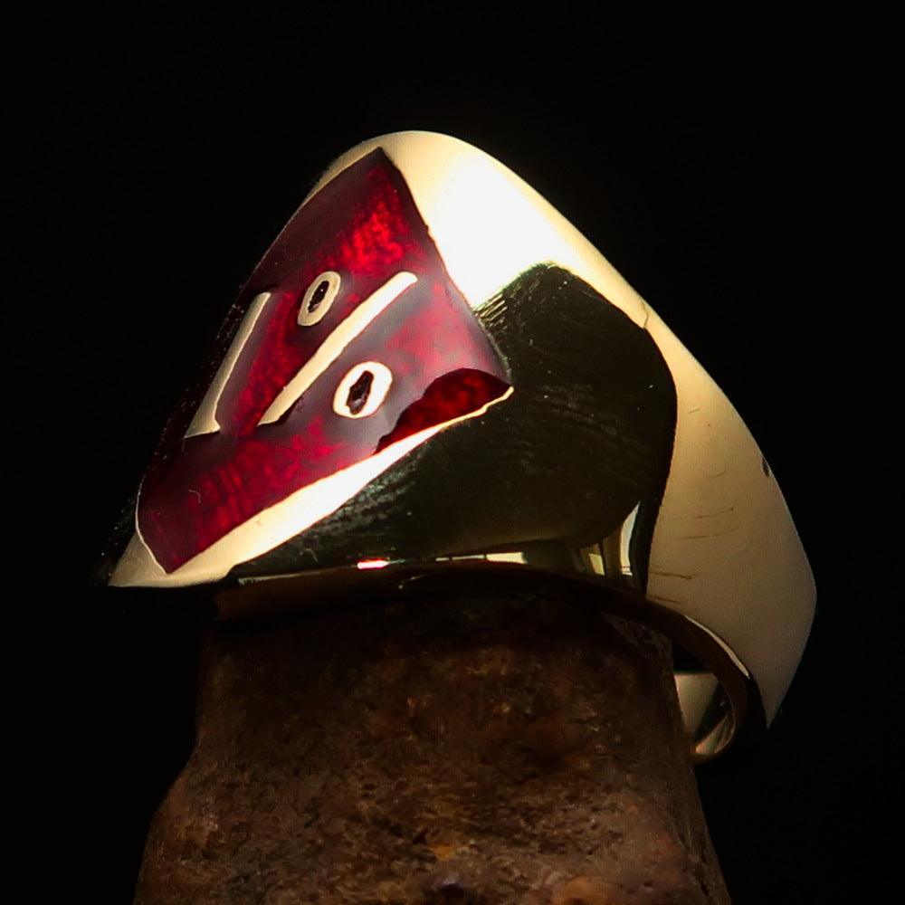 Excellent crafted Men's red Outlaw Biker Ring Diamond 1% - Solid Brass - BikeRing4u