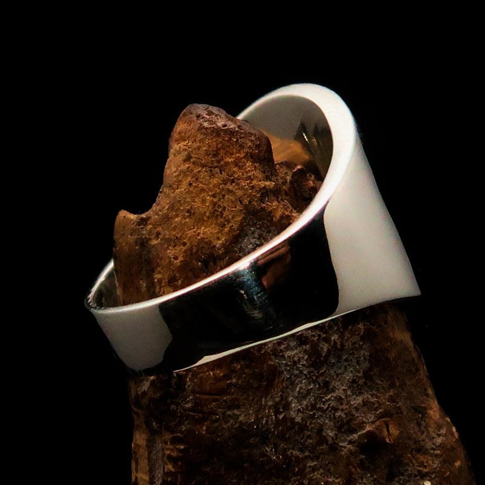 Excellent crafted Men's blue Star of David Hexagram Ring - Sterling Silver - BikeRing4u