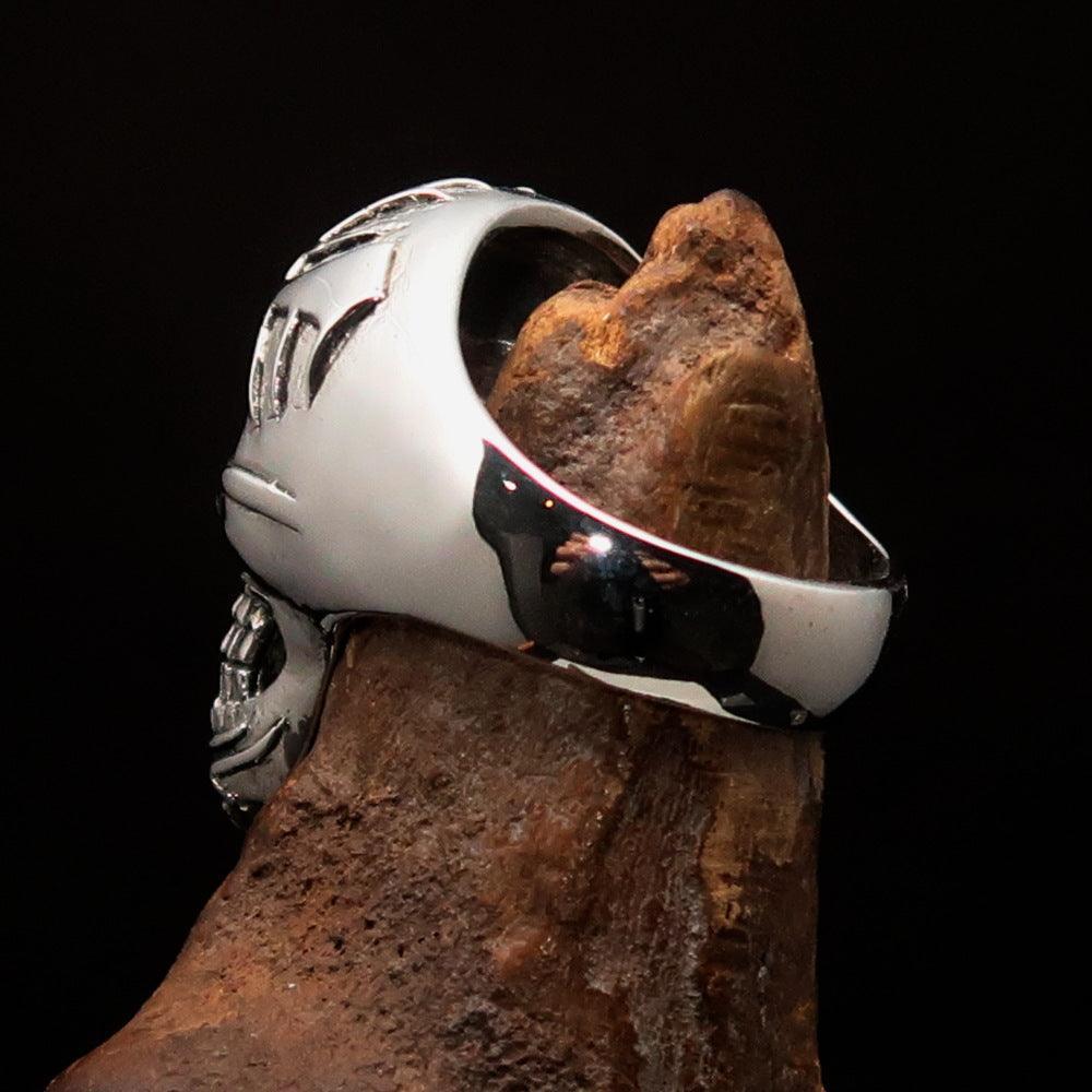 Excellent crafted Men's Tribal Skull Ring - Sterling Silver - BikeRing4u